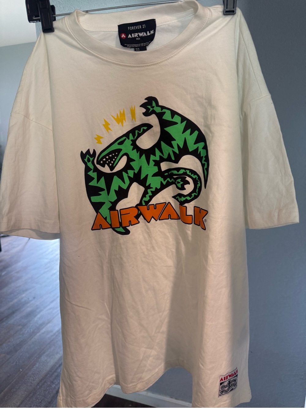 Airwalk White Tee with Green & Orange Graphic